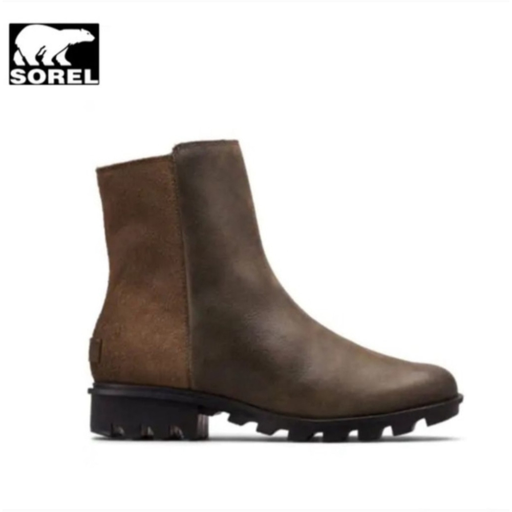 SOREL Phoenix Brown Leather Waterproof Ankle Boots &β Booties Size 9